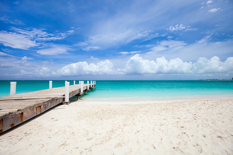 Beautiful beach at Caribbean Providenciales island in Turks and
