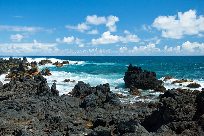 Volcano Rocks On Beach At Hana On Maui Hawaii