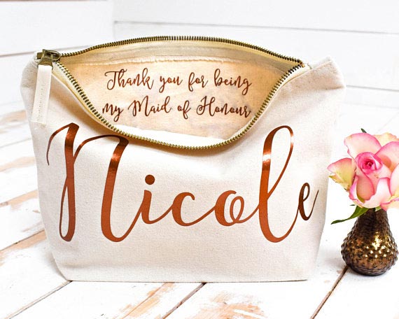 Bridesmaid Gift Ideas | Make-Up Bag with Custom Message