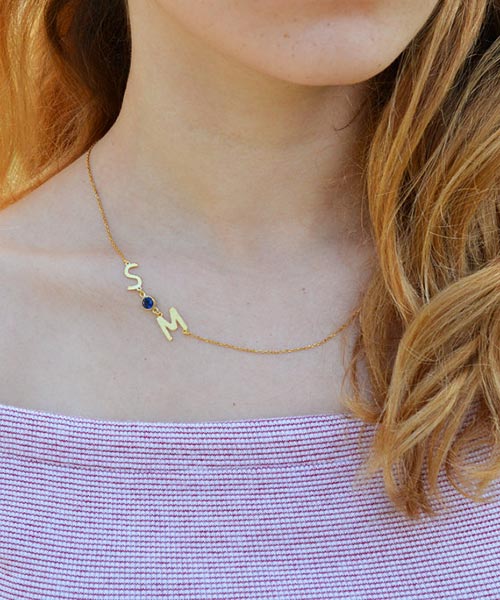 Bridesmaid Gift Ideas | Personalized Neckalce with Initials and Birthstone