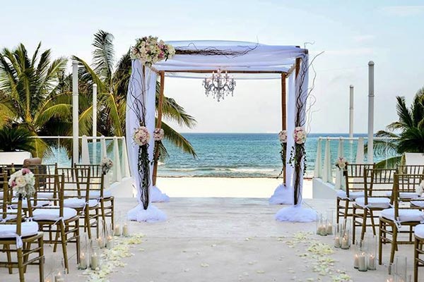 Destination Weddings in Mexico | Rivieria Maya | Patio near the Beach Wedding Ceremony