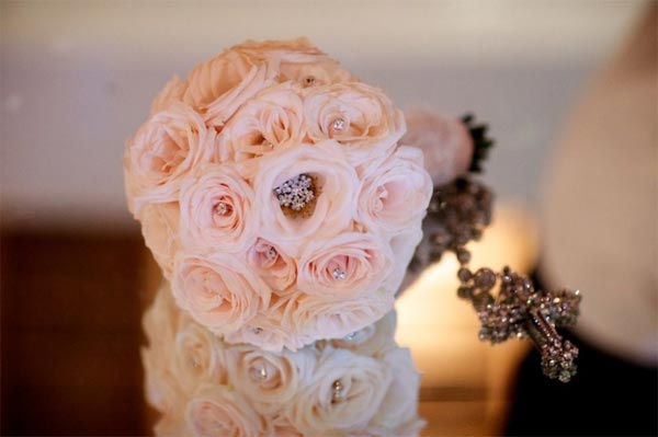 Celebrity Wedding Photos and Ideas: Blush and Brooch Bridal Bouquet