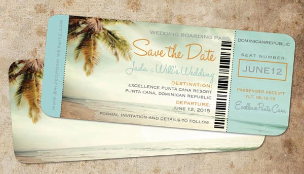 Destination Wedding Ideas | Invitations and Save the Date Designs | Boarding Pass Save the Dates