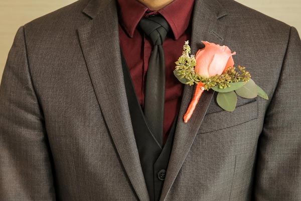 Peach Boutonniere | Coral Wedding Ideas | Pantone Color of the Year | Peach Weddings