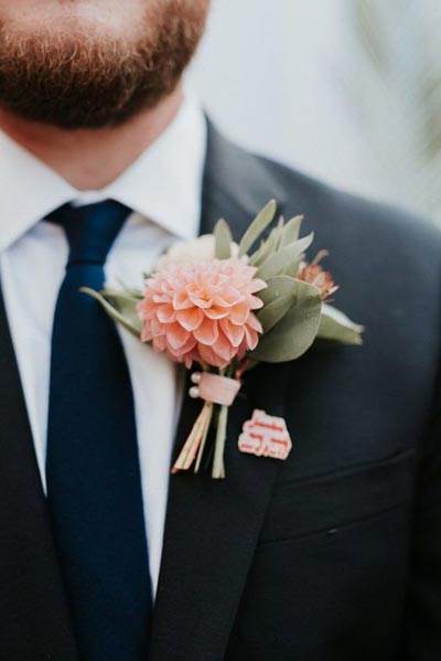Coral Boutonniere | Coral Wedding Ideas | Pantone Color of the Year | Peach Weddings